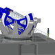 In this mockup, a scientist is dwarfed by an enormous spinning cylinder.